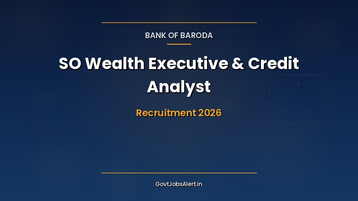 BOB SO Recruitment 2026 notification banner for 1,100 Bank of Baroda Wealth Executive and Credit Analyst officer posts