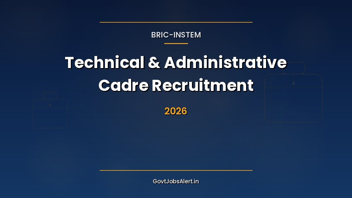 BRIC-inStem Recruitment 2026 notification banner for 14 Technical Officer, Technical Assistant and Management Assistant posts in Bengaluru