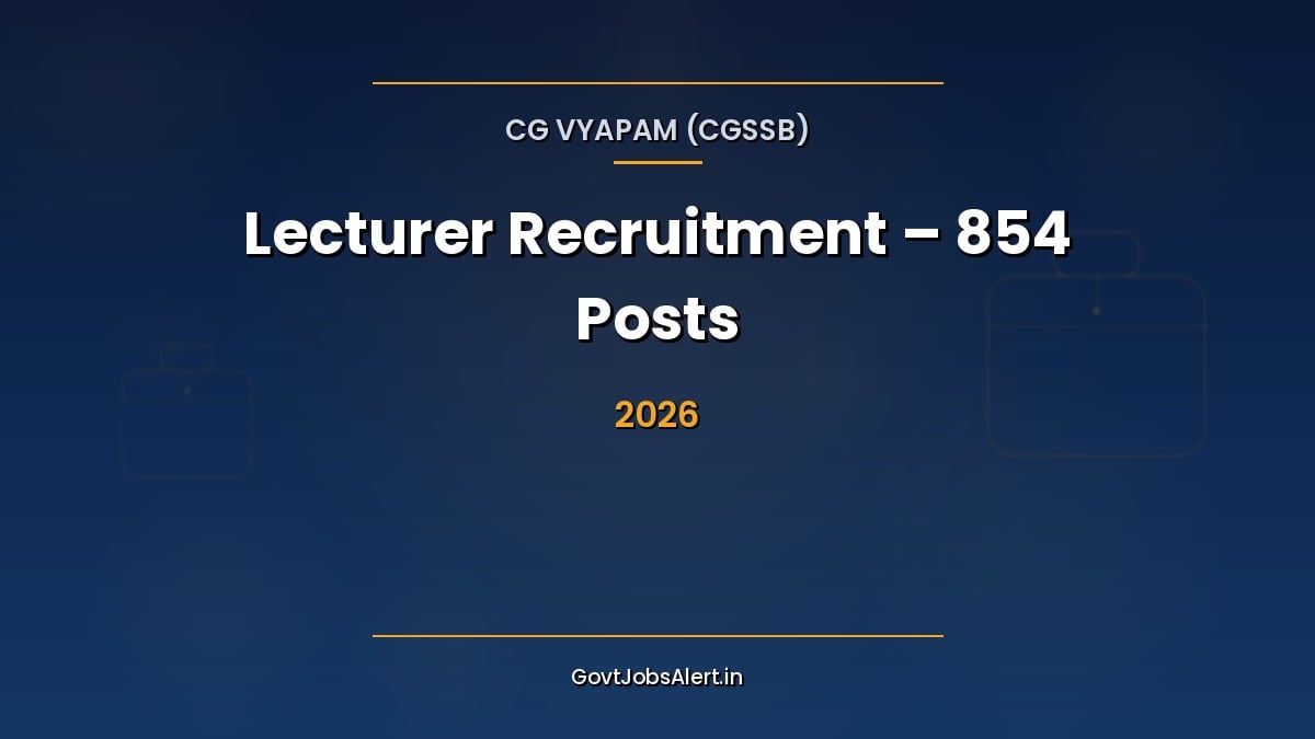CG Vyapam Lecturer Recruitment 2026 notice for 854 Vyakhyata posts in Hindi, English, Sanskrit and other subjects in Chhattisgarh govt schools