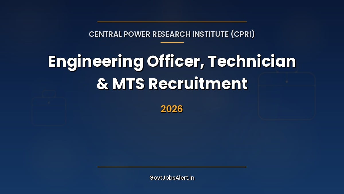 CPRI Recruitment 2026 notification for 110 Engineering Officer, Technician, Assistant and MTS vacancies, apply online before 12 October 2026