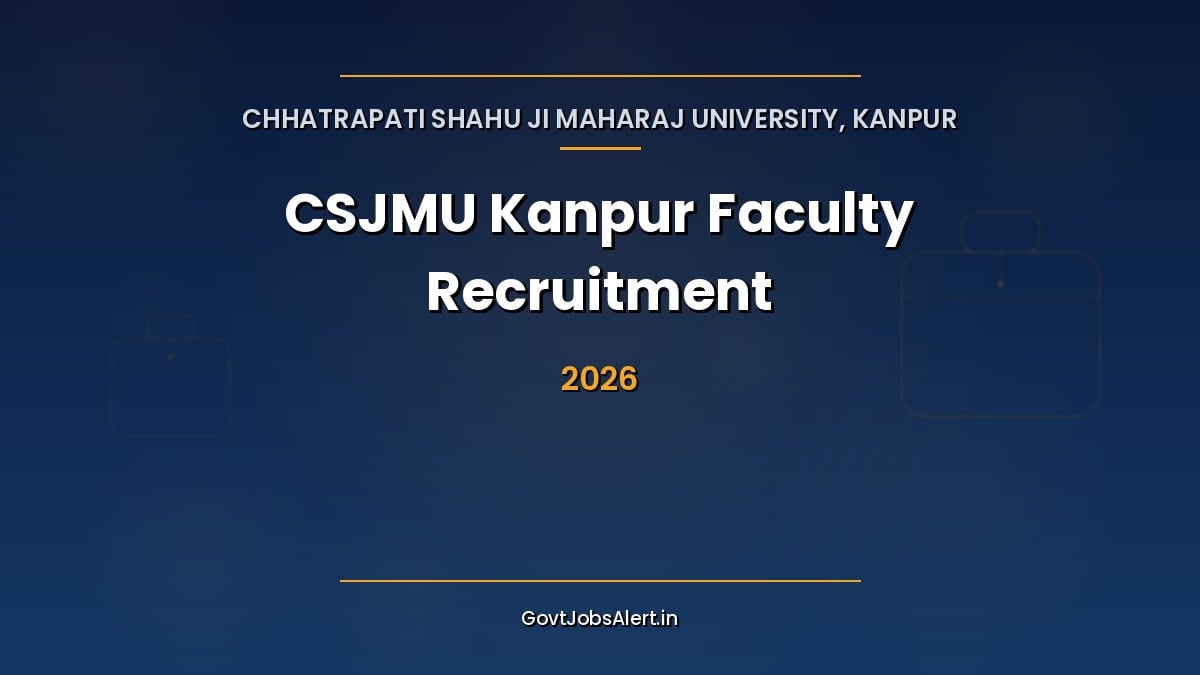 CSJMU Kanpur Faculty Recruitment 2026 notice for 36 Professor, Associate Professor and Assistant Professor teaching posts in Kanpur