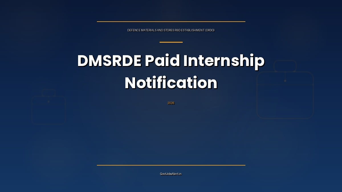 DRDO DMSRDE Paid Internship 2026 for final year B.Tech, M.Tech and M.Sc students at Kanpur lab with ₹5,000 monthly stipend