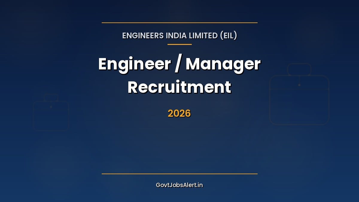 Engineers India Limited EIL Engineer / Manager Recruitment 2026 notification banner: 61 vacancies, last date 25 September 2026