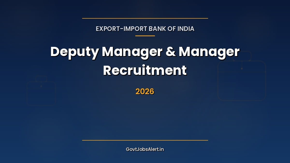 EXIM Bank Deputy Manager and Manager Recruitment 2026 special drive for 8 SC, ST and OBC backlog posts, apply online