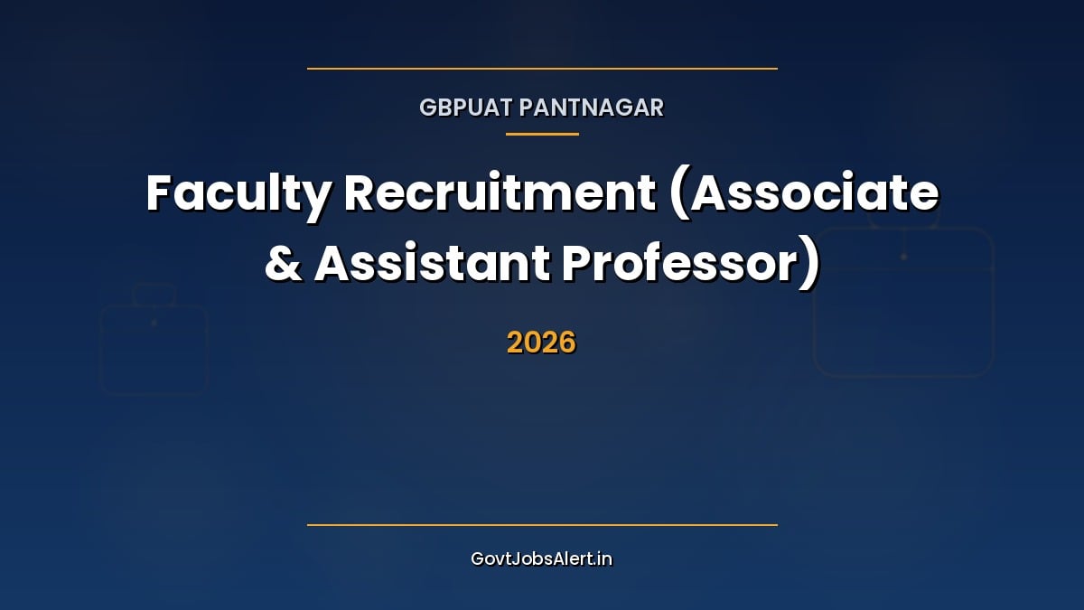 GBPUAT Faculty Recruitment 2026 notification for 45 backlog Associate Professor and Assistant Professor posts at Pantnagar, Uttarakhand
