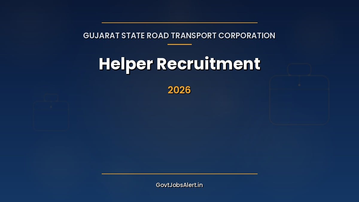 GSRTC Helper Recruitment 2026 notification banner showing 2,510 ITI trade vacancies in Gujarat with fixed pay Rs 21,100