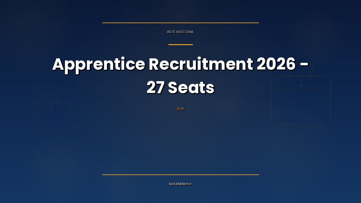 IRCTC West Zone Apprentice Recruitment 2026 notification banner for 27 COPA, Executive Procurement, HR Executive and Marketing apprentice seats in Mumbai
