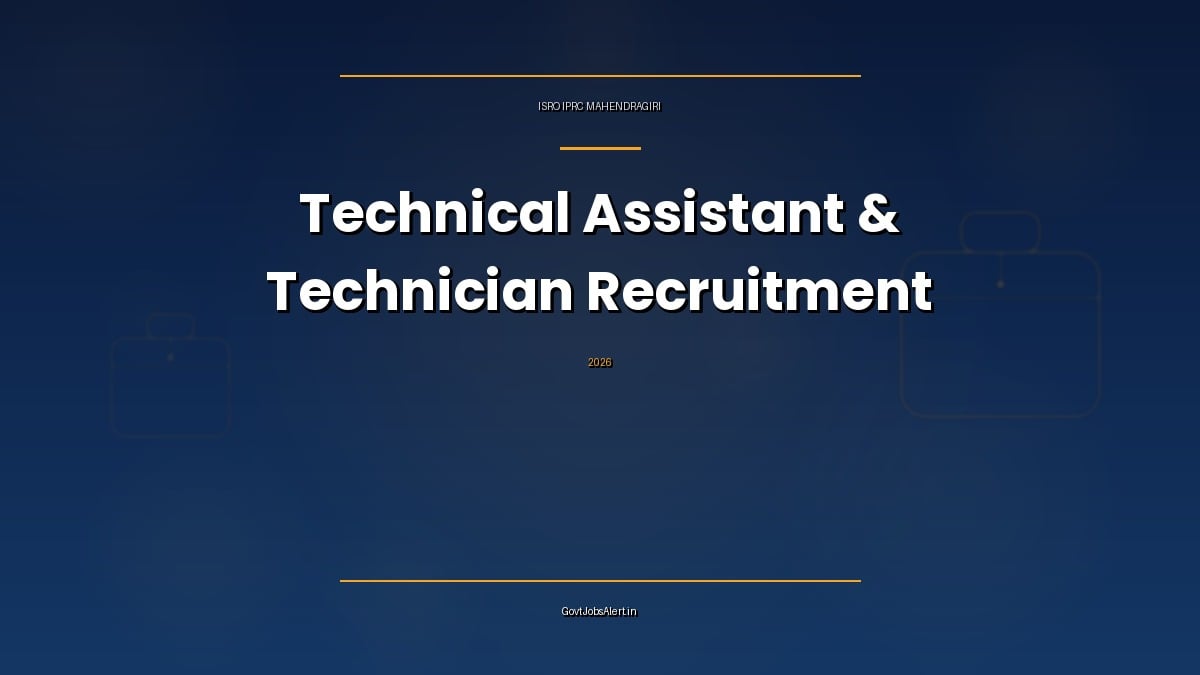 ISRO IPRC Mahendragiri Recruitment 2026 notification for 22 Technical Assistant, Technician, Cook and Fireman ITI and diploma posts