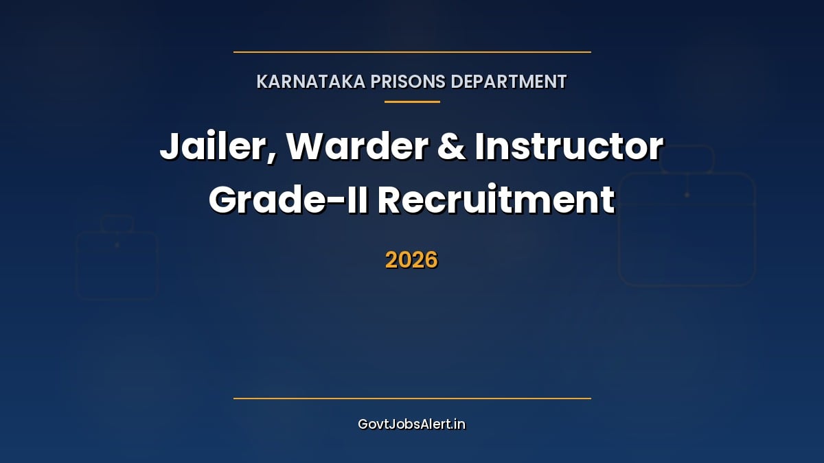 Karnataka Prisons Department Recruitment 2026 notification for 869 KEA Warder, Jailer and Instructor Grade-II vacancies, last date 15 October 2026