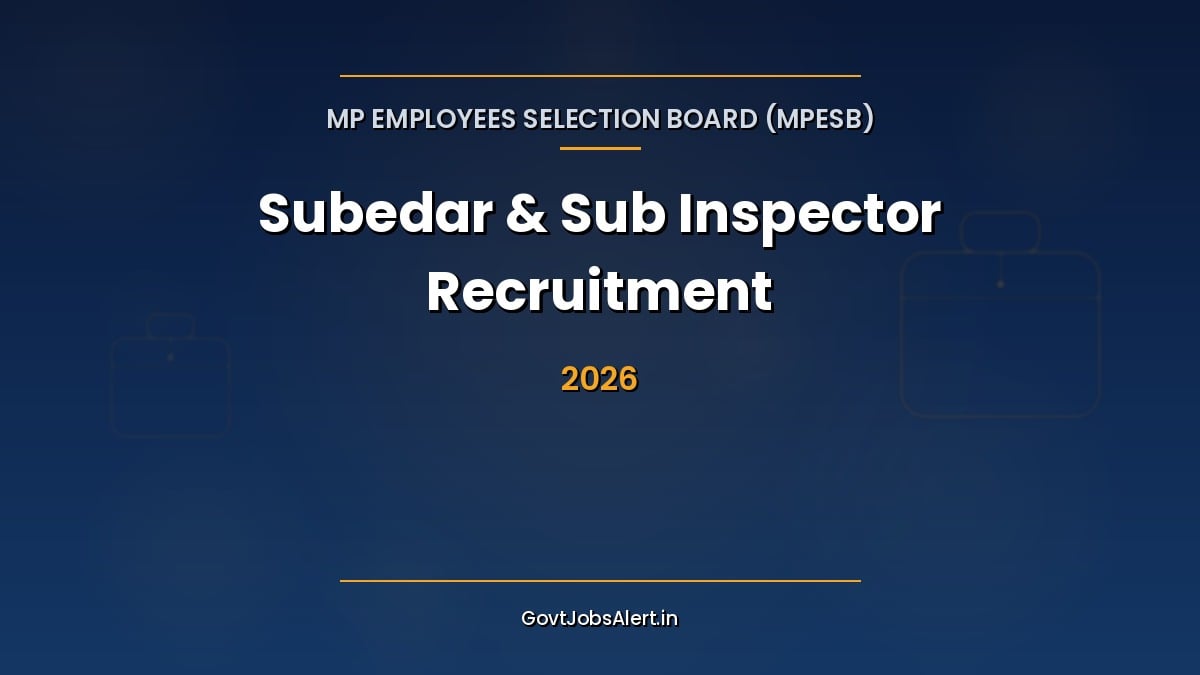 MP Police SI Recruitment 2026 notification banner showing 507 Subedar and Sub Inspector vacancies in Madhya Pradesh by MPESB Bhopal