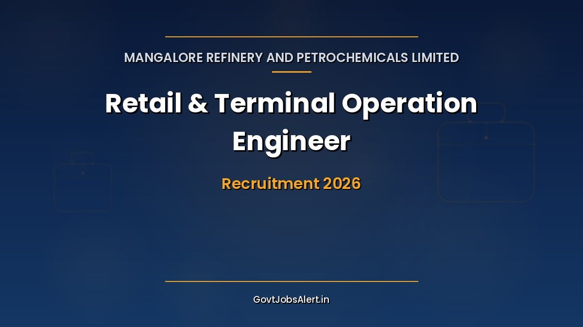 MRPL Recruitment 2026 notification for 16 Retail Construction Engineer, Retail Engineer and Terminal Operation Engineer posts at Mangalore Refinery