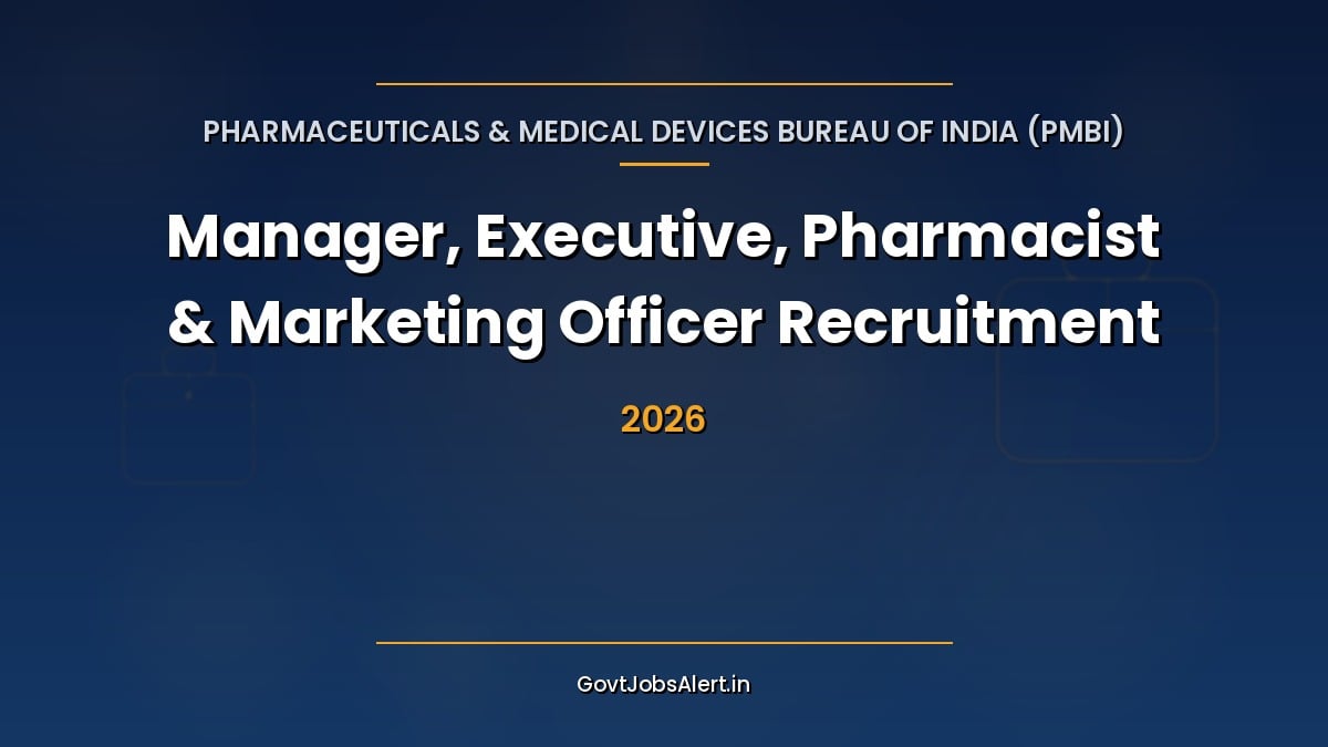 PMBI Recruitment 2026 notification for 178 Manager, Executive, Pharmacist and Marketing Officer contractual posts, offline apply by 24 September