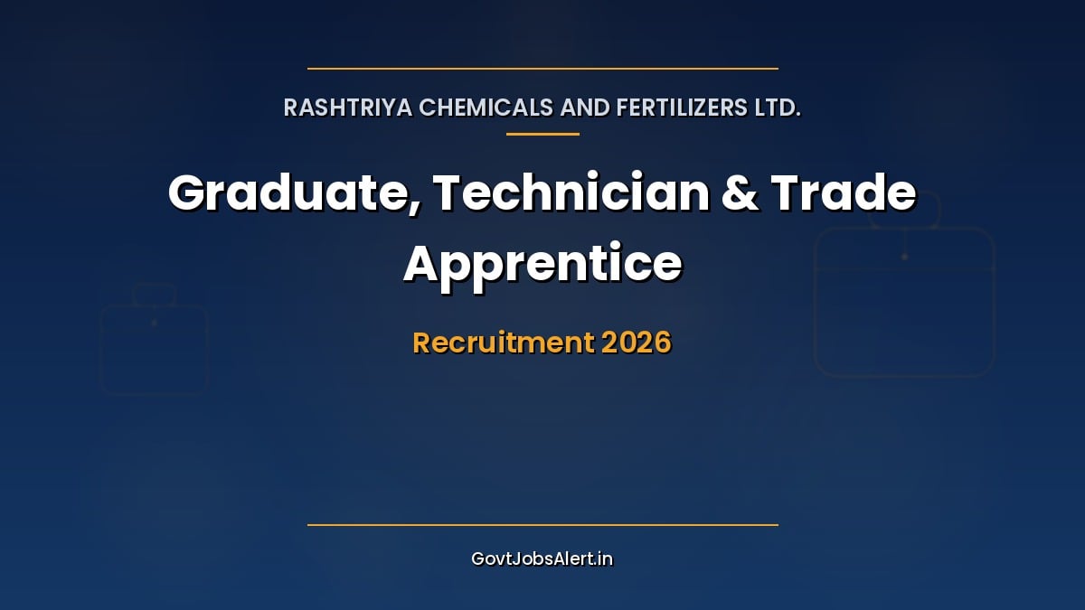 RCFL Apprentice Recruitment 2026 notification for 326 Graduate, Technician and Trade Apprentice vacancies at RCF Trombay and Thal