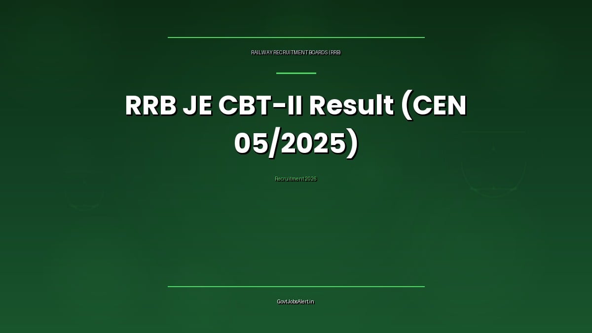 RRB JE CEN 05/2025 CBT-II Result 2026 declared — check region-wise result on your own RRB website