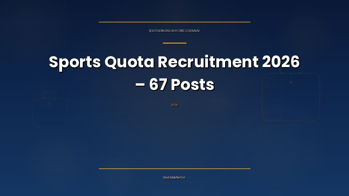 RRC Southern Railway Sports Quota Recruitment 2026 notification for 67 sportsperson posts, apply online by 25 October
