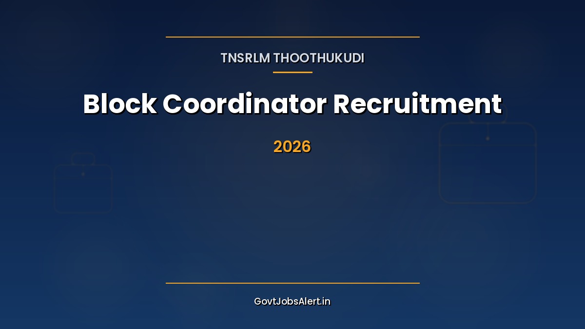 TNSRLM Thoothukudi Block Coordinator Recruitment 2026 notification for 22 contract posts for women, apply offline