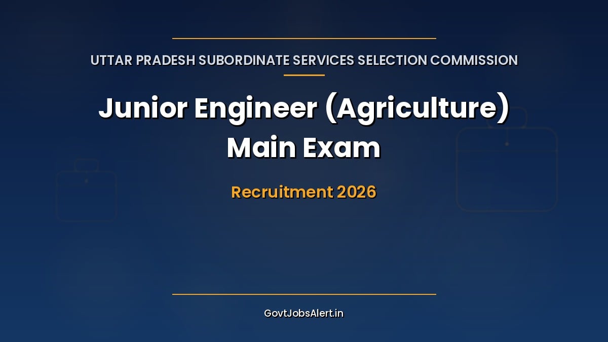 UPSSSC JE Agriculture Recruitment 2026 notification for 134 Junior Engineer posts in Uttar Pradesh, apply online till 7 October 2026