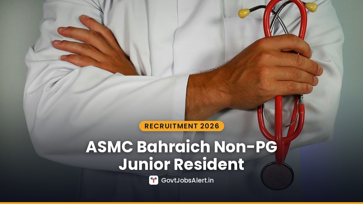 Doctor in a white coat in a hospital corridor for ASMC Bahraich Non-PG Junior Resident Hospital Administration Recruitment 2026 walk-in
