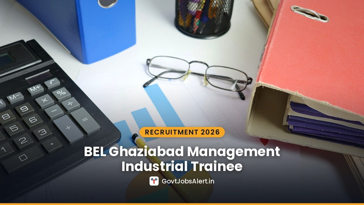 Finance students at a desk with books and a laptop for BEL Ghaziabad Recruitment 2026 Management Industrial Trainee (Finance) walk-in