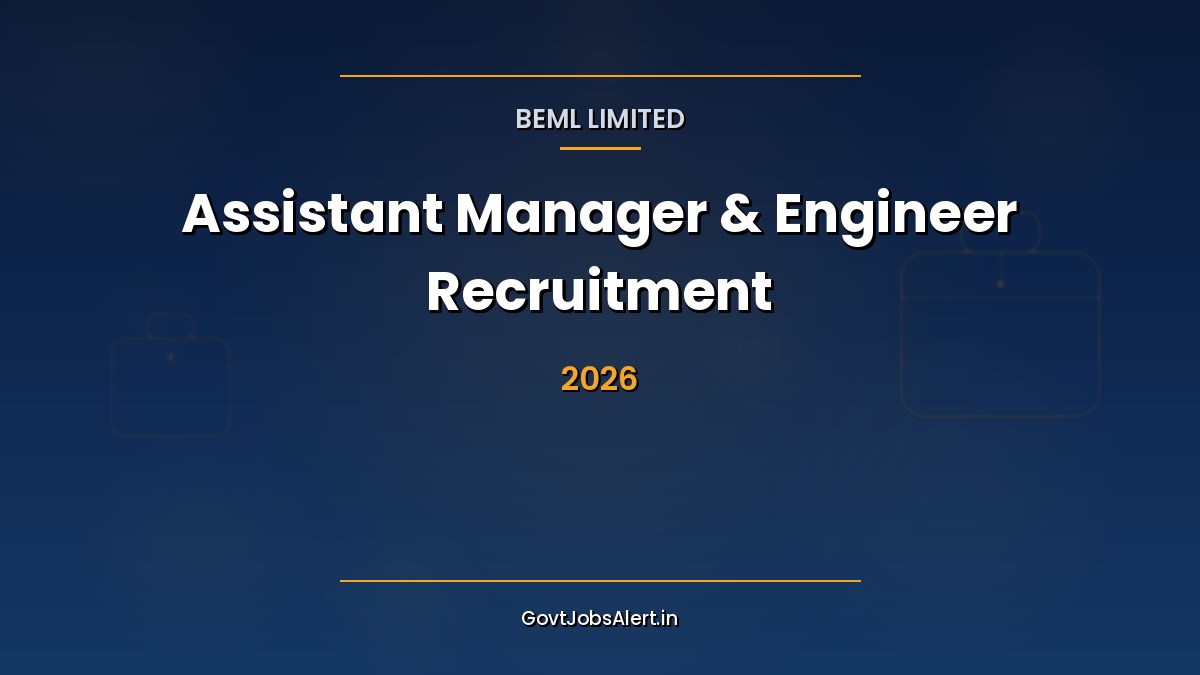 BEML Recruitment 2026 notification for 20 Assistant Manager and Engineer posts in rolling stock, AMMS and industrial safety