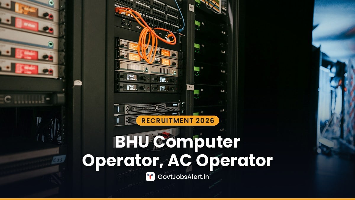 Server racks in a data room — BHU Computer Center Recruitment 2026 for Computer Operator, AC Operator and Workshop Attendant posts