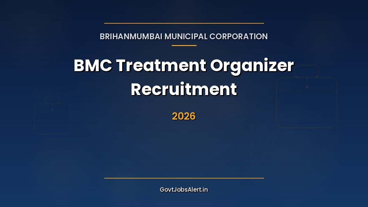 BMC Treatment Organizer Recruitment 2026 for 25 contractual TB Control posts in Mumbai with last date extended to 9 October
