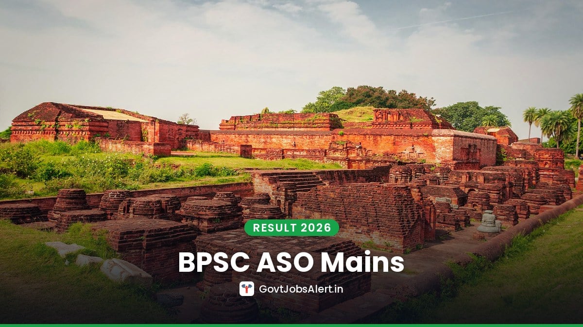 Ancient Nalanda ruins in Bihar under cloudy sky for BPSC ASO Mains Result 2026 Assistant Section Officer