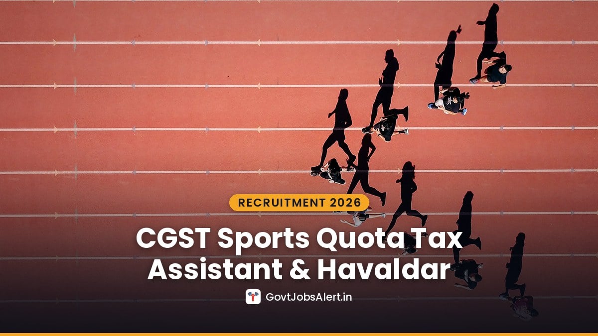 Sprinters running on a red athletics track, CGST Lucknow Sports Quota Recruitment 2026 for Tax Assistant and Havaldar sportspersons