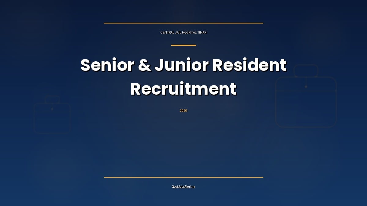 CJH Tihar Delhi Prisons Senior Resident and Junior Resident MBBS recruitment 2026 notification graphic
