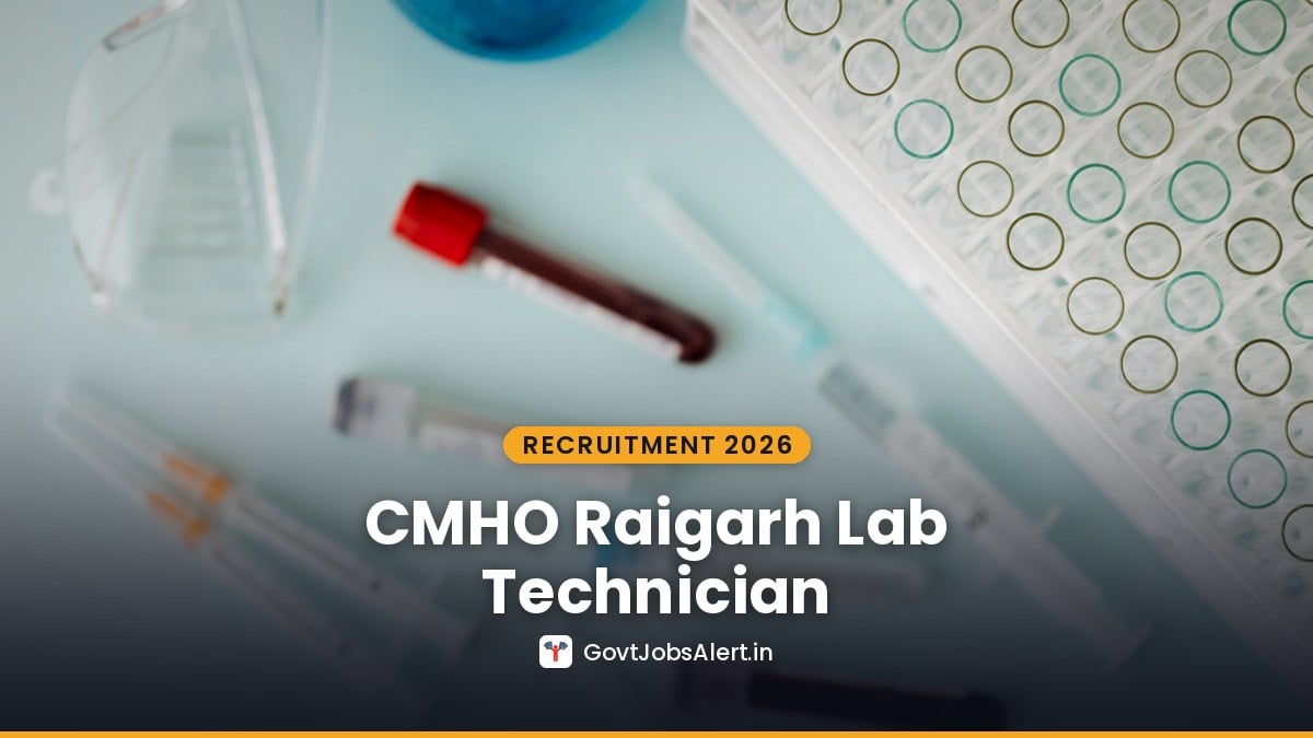 Medical lab technician working in an Indian hospital lab for CMHO Raigarh Lab Technician Recruitment 2026