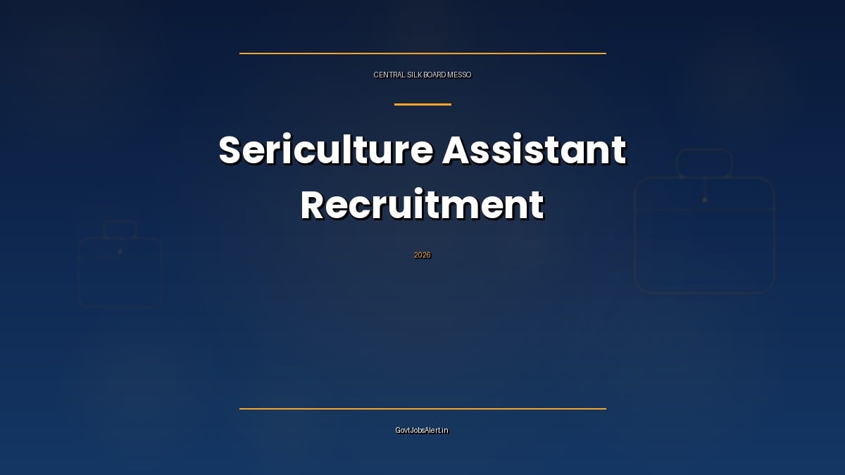 Central Silk Board MESSO Sericulture Assistant Recruitment 2026 for 16 contract posts in Assam, Meghalaya, Nagaland, Mizoram and Tamil Nadu
