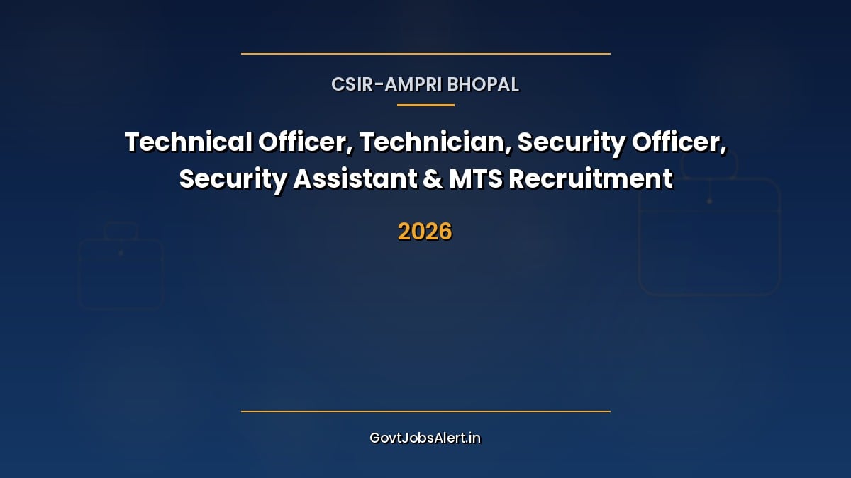 CSIR-AMPRI Recruitment 2026 notification for 14 Technical Officer, Technician, Security Officer and other posts at Bhopal, apply online