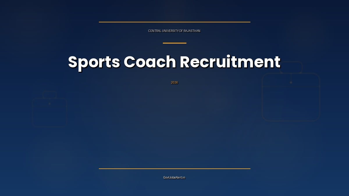 CURAJ Sports Coach Recruitment 2026 notification graphic for 8 contractual coach posts at Central University of Rajasthan