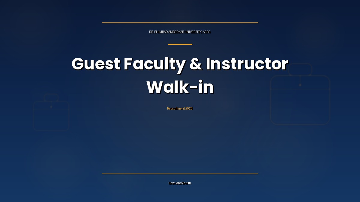 DBRAU Agra Guest Faculty and Instructor Recruitment 2026 notification for 15 AEDP posts, walk-in interview on 15 October 2026