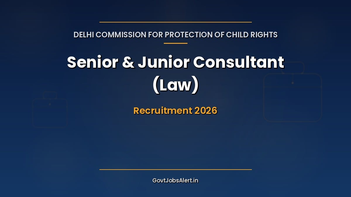 DCPCR Recruitment 2026 for 14 Senior Consultant (Law) and Junior Consultant (Law) posts at Delhi Commission for Protection of Child Rights