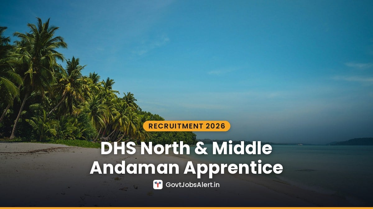 Palm trees on a sandy Andaman beach for the DHS North & Middle Andaman Apprentice Recruitment 2026 notice