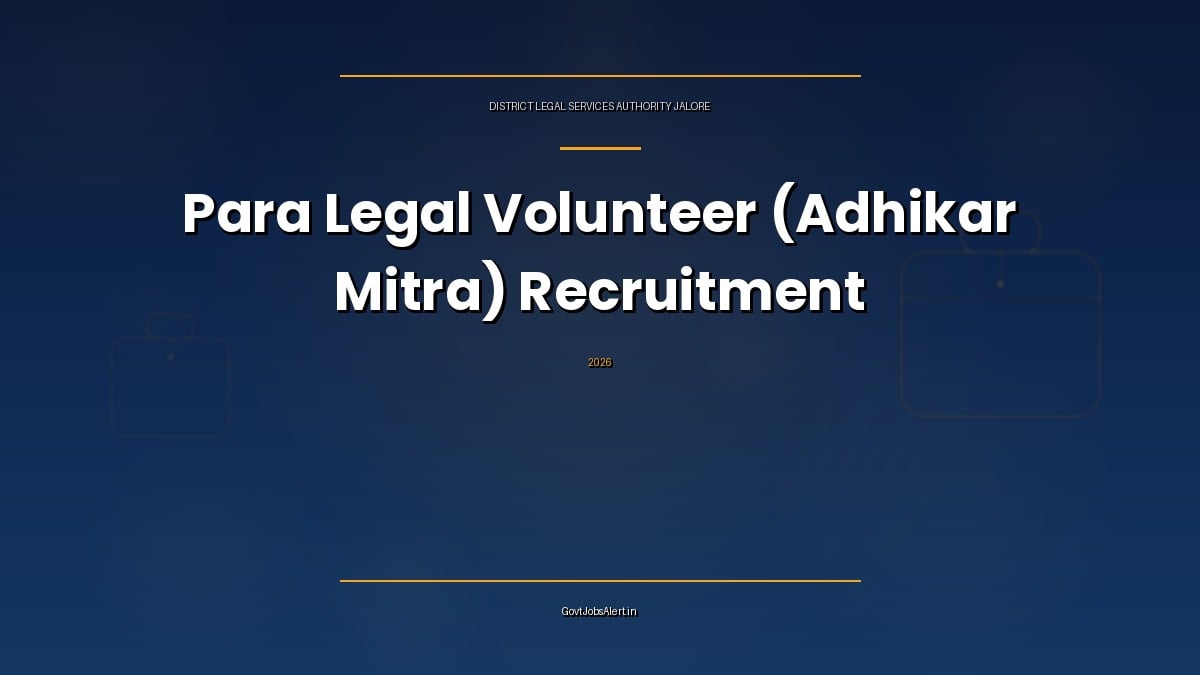 DLSA Jalore Para Legal Volunteer Adhikar Mitra recruitment 2026 notice for 26 posts in Jalore district Rajasthan