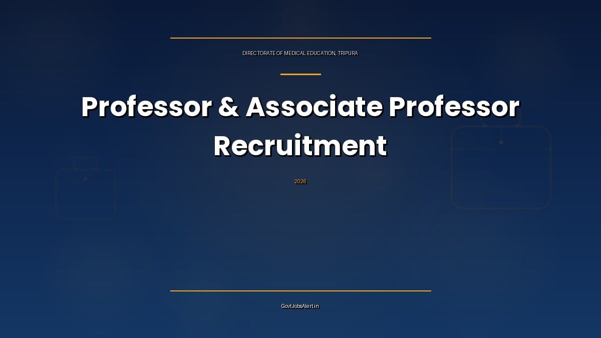 DME Tripura Professor and Associate Professor recruitment 2026 at Agartala Government Dental College