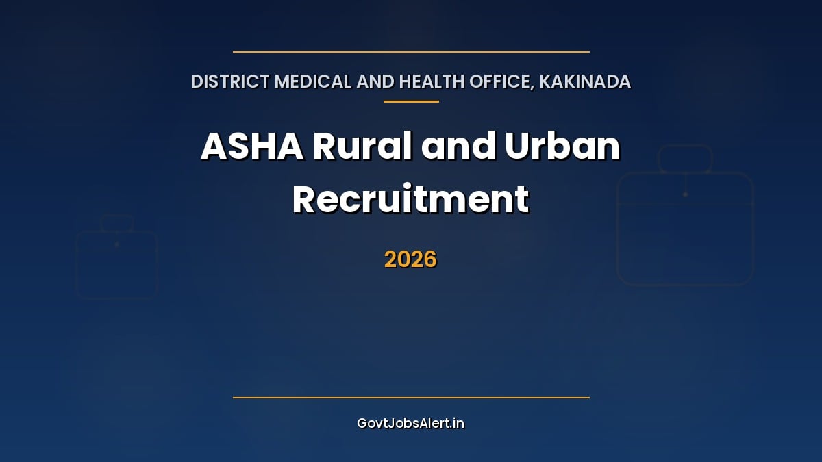 DMHO Kakinada ASHA Recruitment 2026 notification for 29 ASHA Rural and ASHA Urban posts for 10th pass married women in Kakinada District