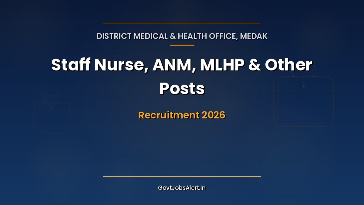 DMHO Medak Recruitment 2026 notification for 64 Staff Nurse, ANM, MLHP and other NHM contract posts in Medak, Telangana