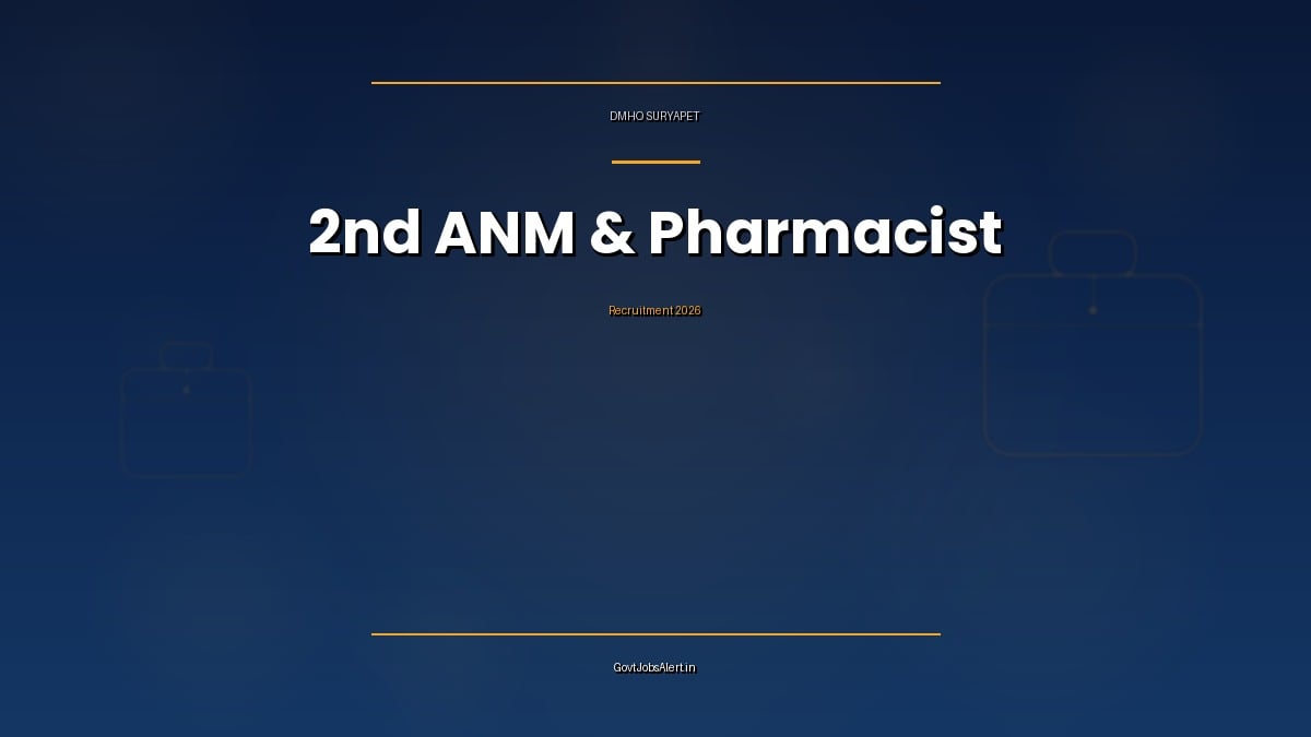 DMHO Suryapet Recruitment 2026 notice for 2nd ANM and Pharmacist contract posts under NHM in Telangana, apply offline by 21 October