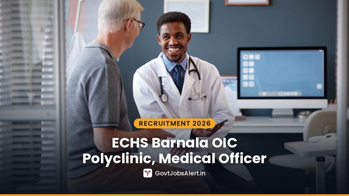 A doctor talking with a patient in a clinic — ECHS Barnala Recruitment 2026 for OIC Polyclinic, Medical Officer and Pharmacist