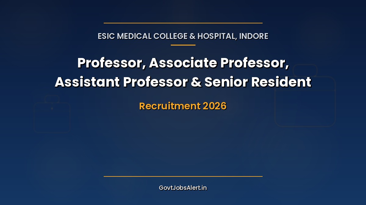 ESIC Medical College Indore Recruitment 2026 walk-in for 86 Professor, Associate Professor, Assistant Professor and Senior Resident posts