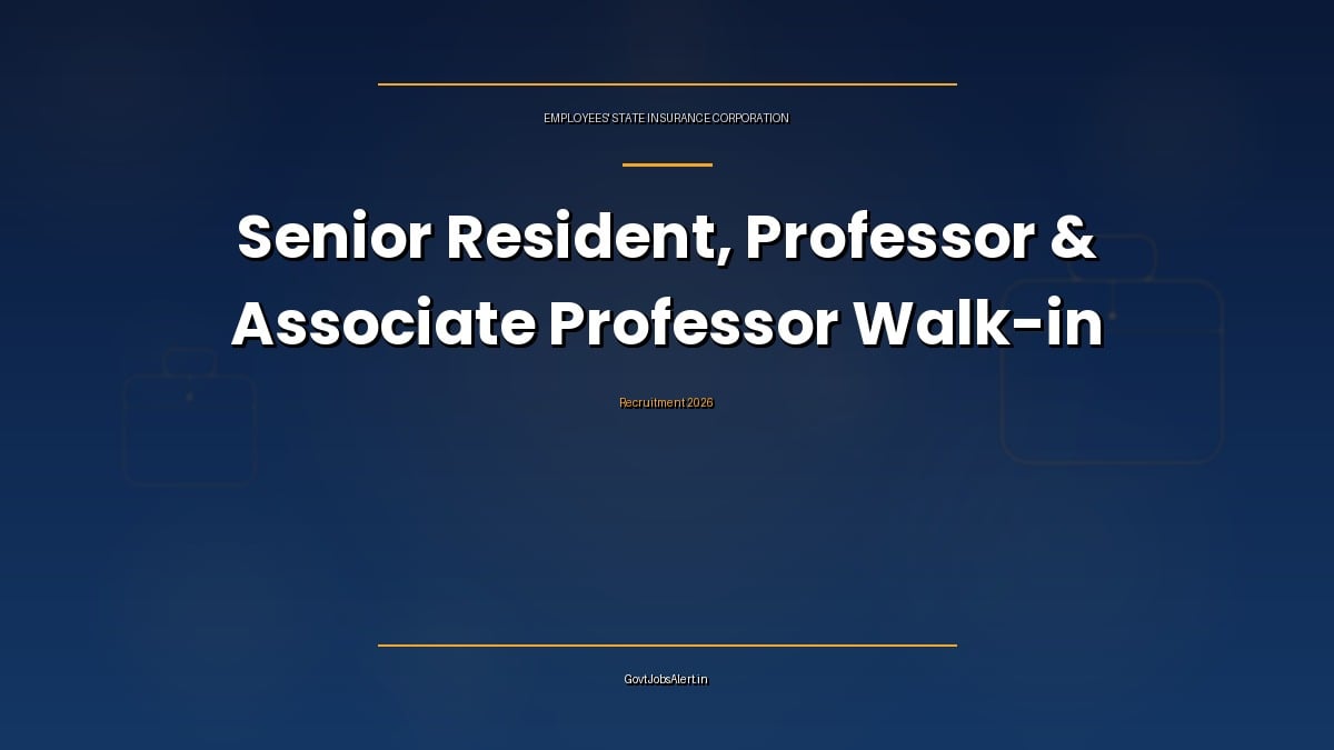 ESIC Medical College Pune walk-in interview 2026 for Senior Resident, Professor and Associate Professor posts