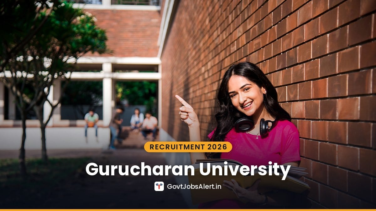 Smiling Indian student on a university campus for Gurucharan University Recruitment 2026 Assistant Professor and Controller of Examination vacancies