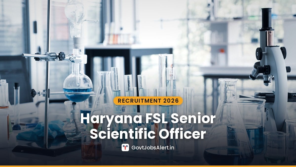Microscope and laboratory glassware on a bench for Haryana FSL Recruitment 2026 DNA Division jobs