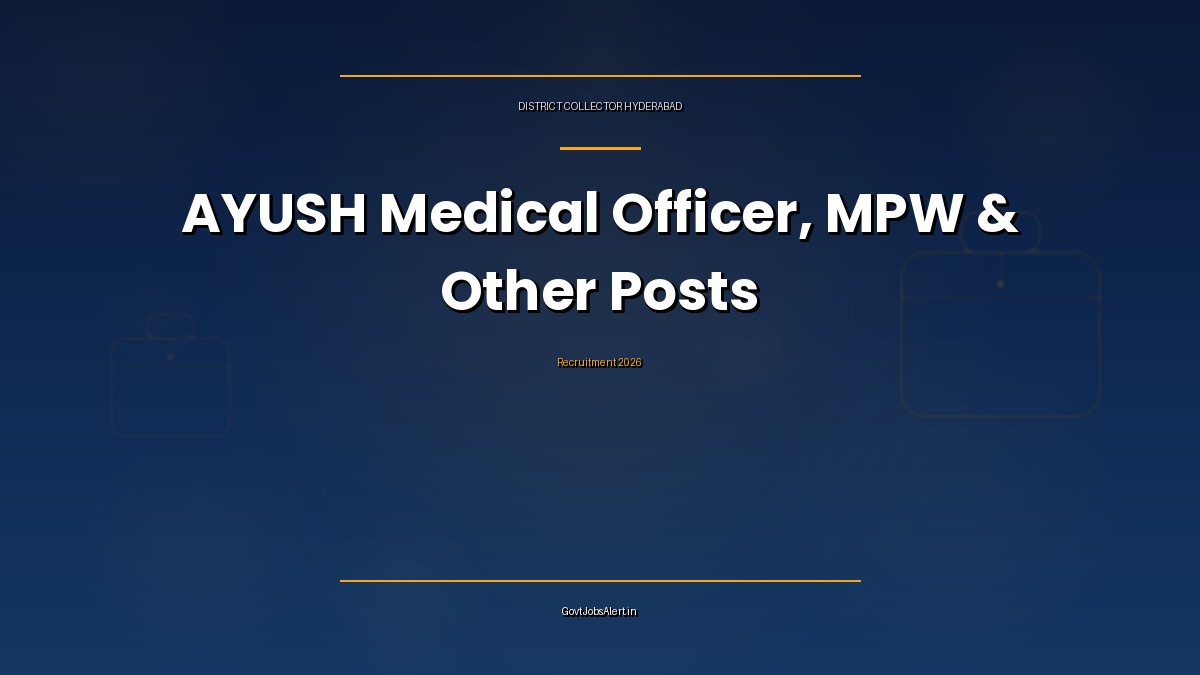 District Collector Hyderabad Recruitment 2026 notification for 16 AYUSH Medical Officer, Multi Purpose Worker and Yoga Professional posts