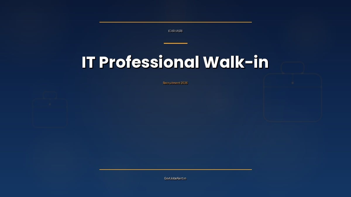 ICAR IASRI IT Professional walk-in 2026 for 9 IT Professional-I to V posts at Pusa, New Delhi on 28 October