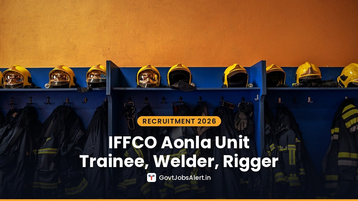 Fire helmets and protective suits in a locker room for IFFCO Aonla Unit Recruitment 2026 Trainee Fireman, Welder and Rigger posts