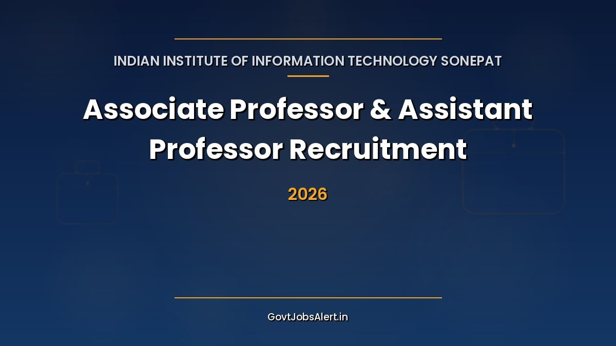 IIIT Sonepat Recruitment 2026 notice for Associate Professor and Assistant Professor Grade I and Grade II faculty posts